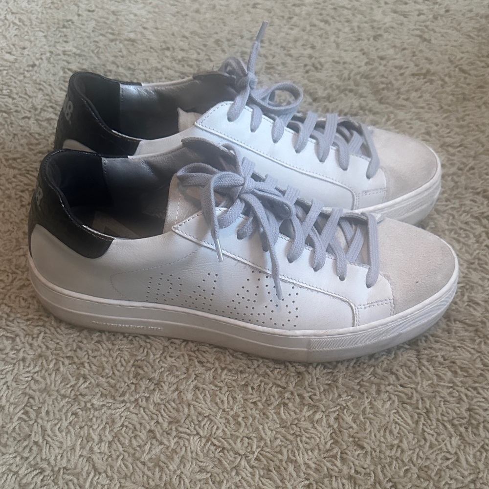 P448 Leather White and Black Sneakers Sz 40 (US size 9) Preowned